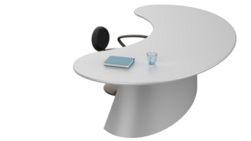 Office desk with left side view position, isolated on background. 3d rendering - illustration png