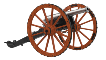 Old artillery cannon isolated on background. 3d rendering - illustration png