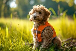 AI generated Summer Cool Labradoodle Comfort in Stylish Cooling Vest photo