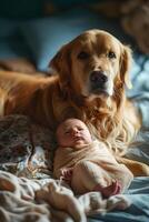 ai generado peludo familia corbatas nuestra perro, nuestra corazón foto