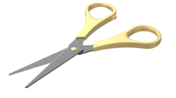 Scissors isolated on background. 3d rendering - illustration png