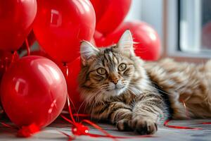 AI generated Furry Valentines Cats Creating Love-Infused Moments photo