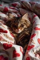 AI generated Adorable Paws Cats Spreading Love with Valentine's Magic photo