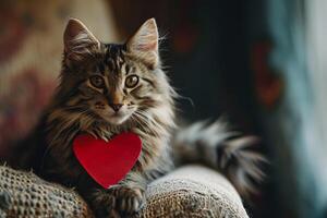 ai generado gatito cupidos alimentado por bigotes romance en corazón formas foto