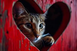 ai generado gatito cupidos alimentado por bigotes romance en corazón formas foto