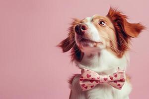 ai generado peludo san valentin perros celebrando amor con corazones foto