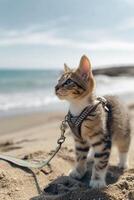AI generated Sands of Joy Happy Pets frolicking on the Beach photo