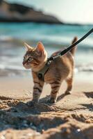 AI generated Sands of Joy Happy Pets frolicking on the Beach photo