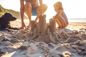 AI generated Sands of Joy Happy Pets frolicking on the Beach photo