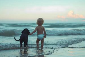 AI generated Sands of Joy Happy Pets frolicking on the Beach photo