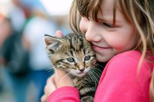 ai generado sentido cautiverio amor escenas a mascota adopción día foto