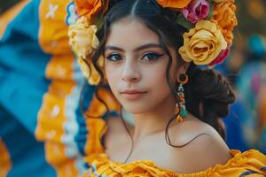 ai generado de inspiración folklórica resplandor abrazando mexicano belleza tradiciones foto