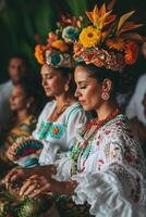 AI generated Cultural Elegance Exploring Beauty in Mexican Folk Style photo