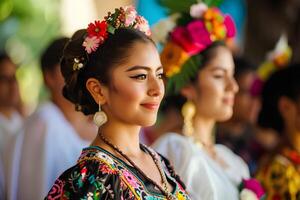 AI generated Cultural Elegance Exploring Beauty in Mexican Folk Style photo
