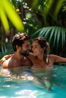 AI generated Tropical Love Retreat A Romantic Spa Day for Two photo