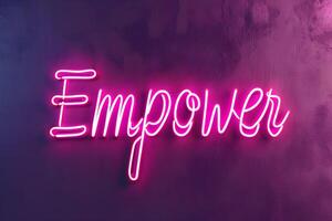 AI generated Empowered Glow Love Illuminated in Neon for Strong Women photo