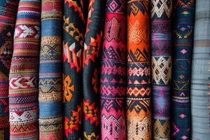 AI generated Ethnic Opulence Maximalist Splendor in Richly Colored Textile Patterns photo