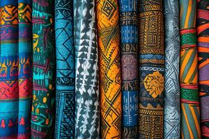 AI generated Ethnic Opulence Maximalist Splendor in Richly Colored Textile Patterns photo