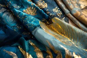 AI generated Gilded Grandeur Maximalist Elegance in Luxury Fabrics with Gold Accents photo