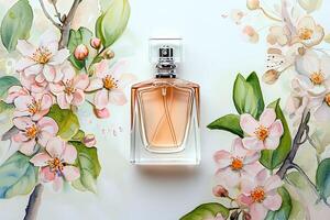 AI generated Springtime Elegance The Delicate Design of a Perfume Bottle photo
