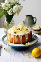 AI generated Citrus Symphony Lemon and Lime Zest Cake in Simple Spring Harmony photo