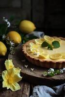 AI generated Farmcore Fusion Lemon and Mascarpone Tart in Simple Spring Harmony photo