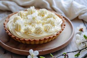 AI generated Farmcore Fusion Lemon and Mascarpone Tart in Simple Spring Harmony photo