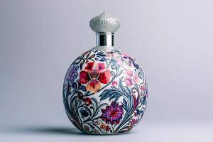 AI generated Chic Heritage Russian Motif Perfume Bottle with Folk Patterns photo