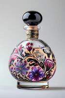 AI generated Chic Heritage Russian Motif Perfume Bottle with Folk Patterns photo