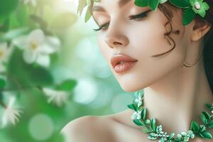 AI generated Elegance in Bloom Spring Beauty Banner Celebrating Nature's Grace photo