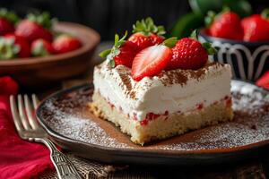 AI generated Sweet Tradition Authentic Tres Leches Cake, a Mexican Dessert Delight photo