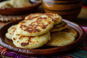 ai generado maíz tortita deleite tradicional Colombiana arepas Delaware choclo foto