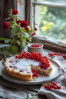 AI generated Culinary Heritage Elegant Folk Presentation of Traditional Russian Dessert photo