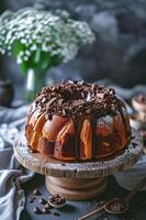 AI generated Culinary Heritage Elegant Folk Presentation of Traditional Russian Dessert photo