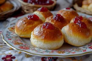 AI generated Folk Elegance Traditional Russian Dessert in a Graceful Presentation photo