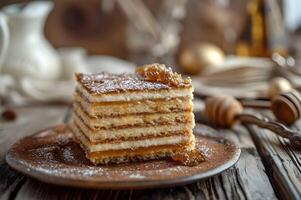 AI generated Folk Elegance Traditional Russian Dessert in a Graceful Presentation photo