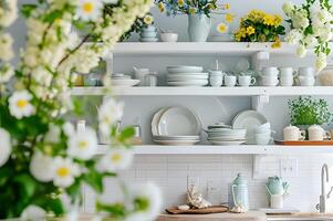 AI generated Feminine Flair Gorgeous Home Adorned with Springtime Delights photo