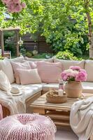 AI generated Feminine Flair Gorgeous Home Adorned with Springtime Delights photo