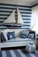 AI generated Nautical Whimsy Beautiful Child Room with a Touch of Pirate Charm photo