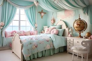 AI generated Nautical Whimsy Beautiful Child Room with a Touch of Pirate Charm photo