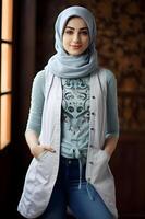 AI generated Oriental Opulence Elegant Muslim Fashion with a Trendy Twist photo