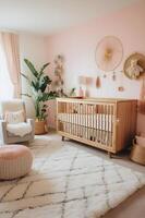 AI generated Nurturing Elegance A Boho Baby Nursery in Cozy Muted Tones photo