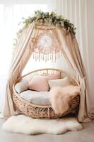 AI generated Nurturing Elegance A Boho Baby Nursery in Cozy Muted Tones photo