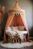 AI generated Nurturing Elegance A Boho Baby Nursery in Cozy Muted Tones photo