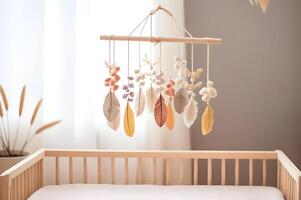 AI generated Nurturing Elegance A Boho Baby Nursery in Cozy Muted Tones photo
