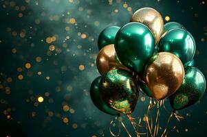 AI generated Golden Festivity Balloons Bouquet with a Colorful Hint of Elegance photo