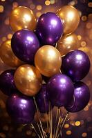 AI generated Golden Festivity Balloons Bouquet with a Colorful Hint of Elegance photo