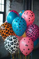 ai generado salvaje capricho vistoso globos con juguetón más animal patrones foto