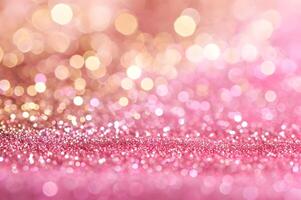 ai generado radiante elegancia rosado y oro maquillaje glamour con un brillo giro foto