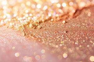 AI generated Radiant Elegance Pink and Gold Makeup Glam with a Sparklecore Twist photo